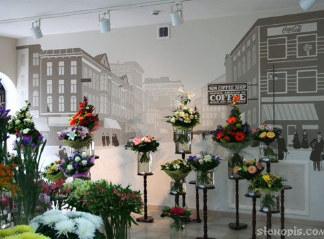 Роспись стен магазина цветов в Санкт-Петербурге