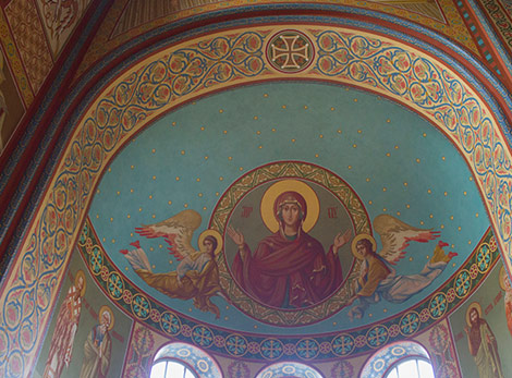 Роспись стен в соборе Архангела Михаила. Алтарь